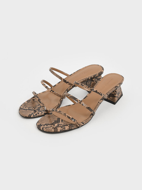 

CHARLES & KEITH Women Brown Printed Block Heels