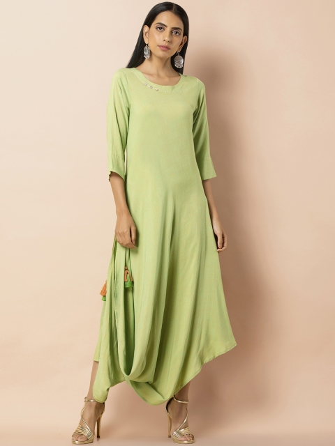 

Indya Green Solid Tunic