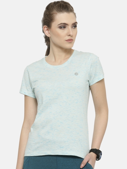 

BUKKUM Women Blue Solid Round Neck T-shirt