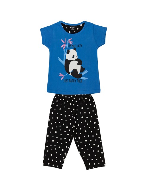 

Todd N Teen Girls Blue & Black Printed Night suit