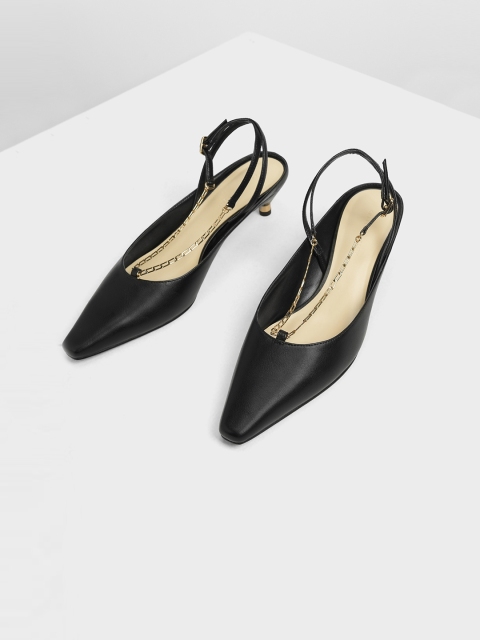 

CHARLES & KEITH Women Black Solid Pumps