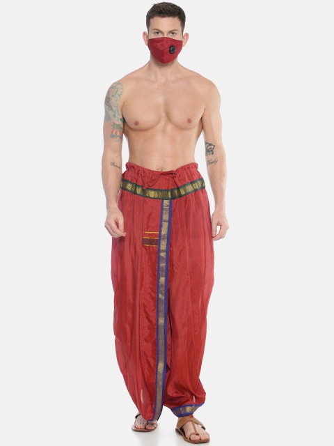 

Sethukrishna Men Maroon Solid Readymade Dhoti Pant With 3-Layer Anti-Dust Mask
