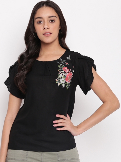 

Miss Grace Women Black Self Design Top