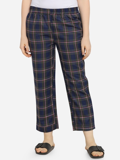 

Smarty Pants Women Navy Blue & Green Checked Pyjamas