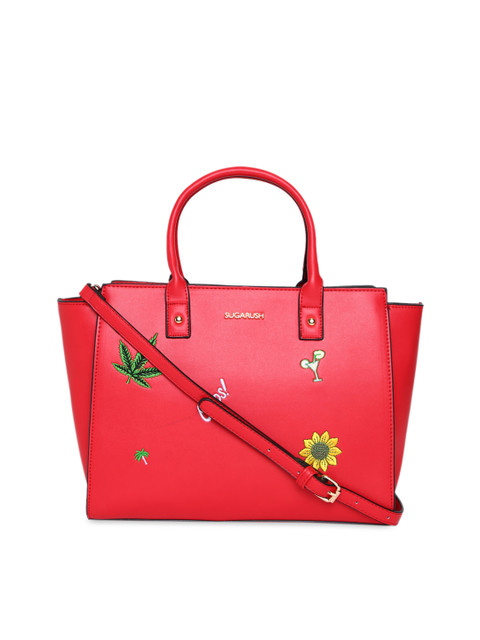 

Sugarush Red Embroidered Handheld Bag