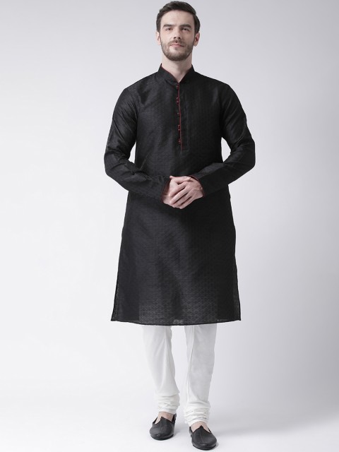 

Chitwan Mohan Men Black Solid Kurta with Churidar