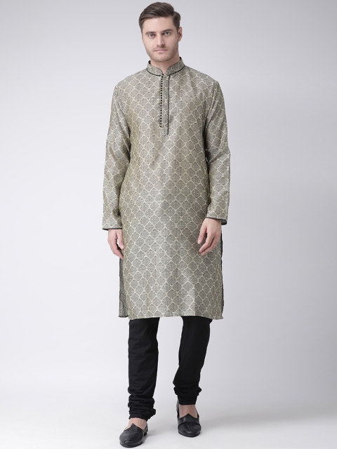 

Chitwan Mohan Men Beige & Black Printed Kurta with Churidar