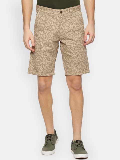 

Louis Philippe Men Beige & Green Floral Print Regular Fit Regular Shorts