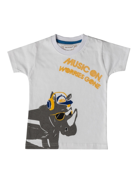 

Kid Studio Boys White Printed Round Neck T-shirt