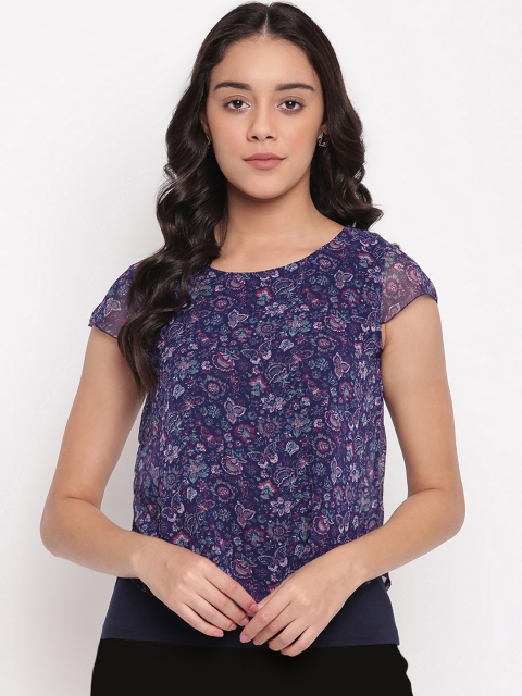 

Miss Grace Women Navy Blue Printed Top