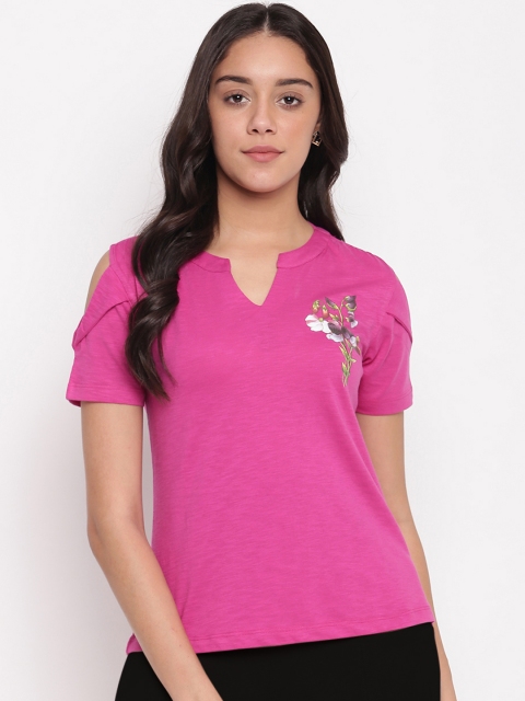 

Miss Grace Women Magenta Pink & Grey Printed Top