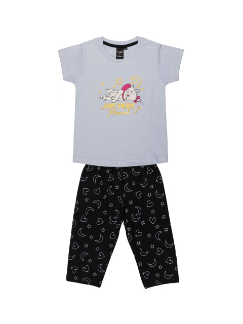 

Todd N Teen Girls Blue & Black Printed Night suit