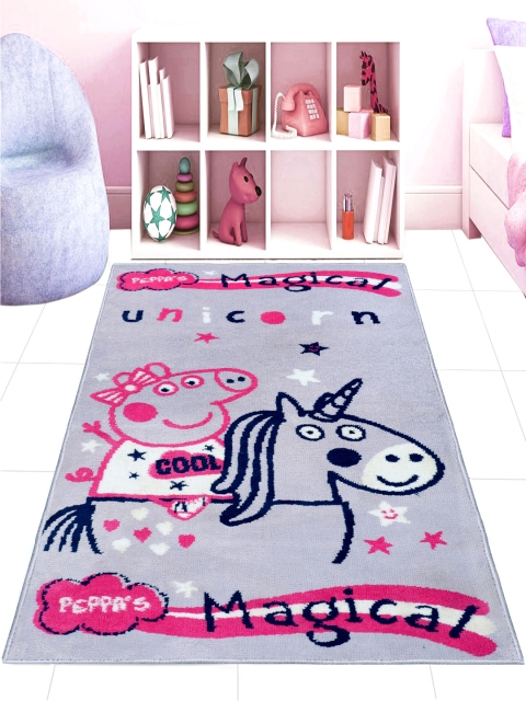 

Saral Home Purple & Pink Printed Peppa Pig Soft Microfiber Anti-Slip Carpet