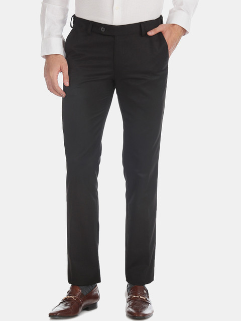 

AD By Arvind Men Black Tailored Slim Fit Solid Formal Trousers