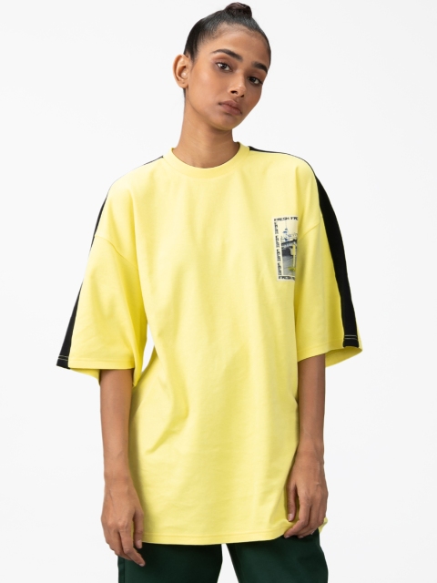 

Bhaane Unisex Yellow Solid Round Neck T-shirt