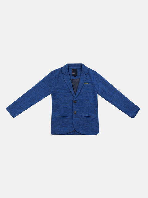 

Lil Tomatoes Boys Blue Self-Design Regular Fit Single-Breasted Casual Blazer