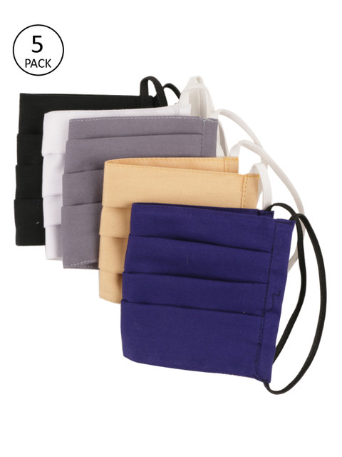 

Carlton London Unisex Pack Of 5 Reusable 3-Ply Cloth Masks, Navy blue