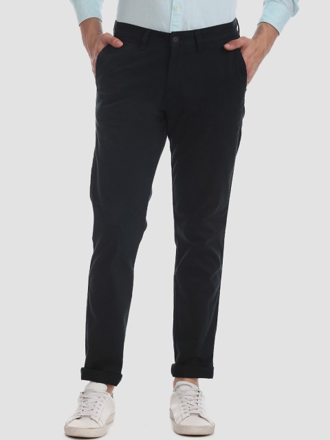 

AD By Arvind Men Navy Blue Solid Smart Slim Chinos