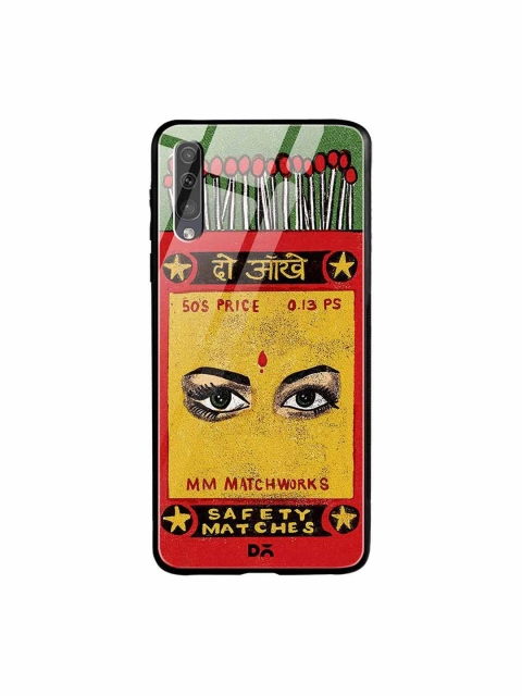 

DailyObjects Yellow & Red Do Aakhein Matchbox Samsung Galaxy A70 Glass Case