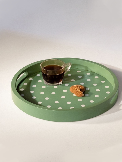 

ellementry Green Polka Dot Wooden Tray