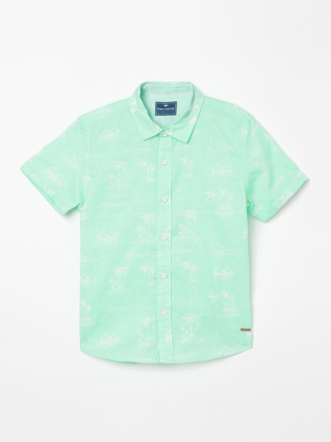 

Fame Forever by Lifestyle Boys Sea Green Slim Fit Printed Casual Shirt