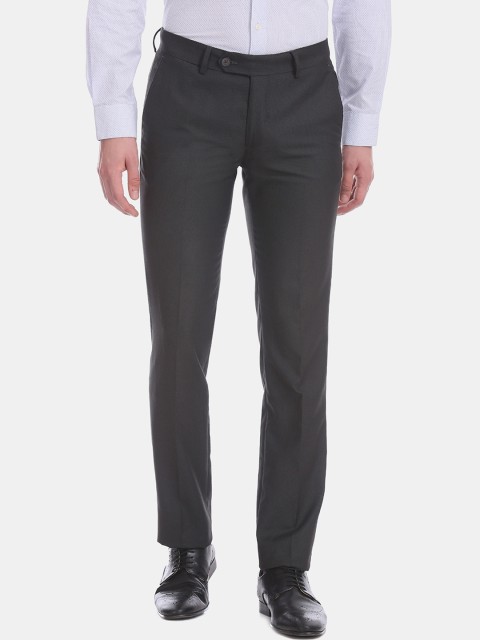

AD By Arvind Men Black Regular Fit Solid Formal Trousers