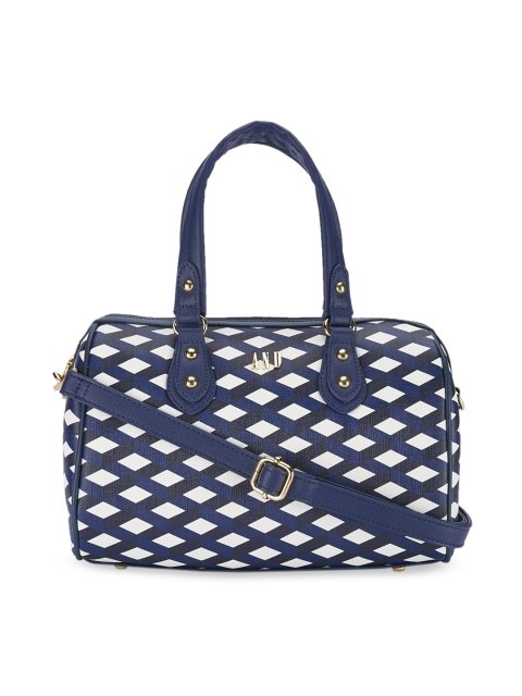 

AND Blue & White Printed Handheld Bag