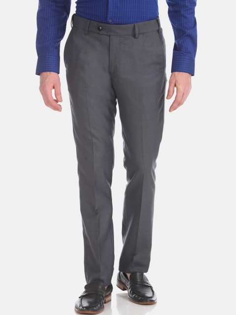 

AD By Arvind Men Charcoal Grey Regular Fit Solid Formal Trousers