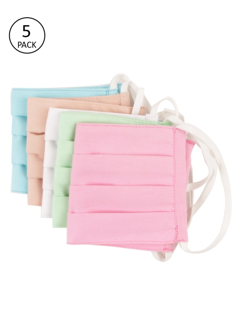 

Carlton London Unisex 5 Pcs Solid 3-Ply Anti-Pollution Reusable Cloth Masks, Pink