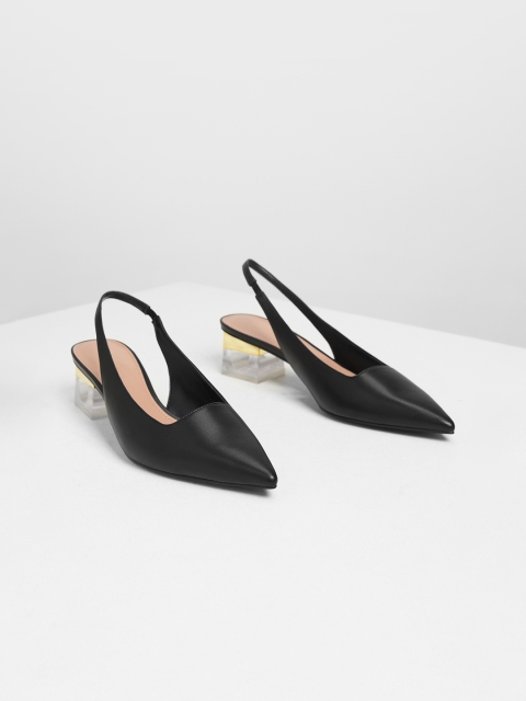 

CHARLES & KEITH Women Black Solid Pumps