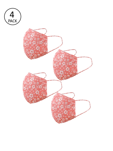 

Naughty Ninos Kids Pack of 4 Pcs Pink & White Reusable 3-Ply Protective Outdoor Masks