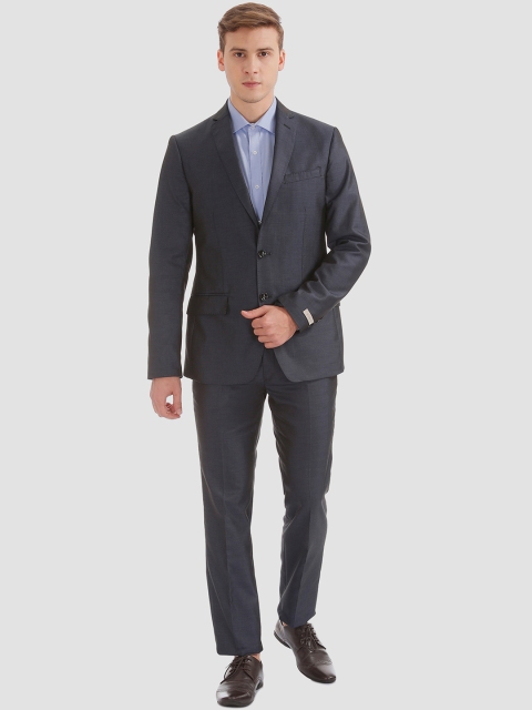 

AD By Arvind Men Grey Solid Single-Breasted Formal Suit