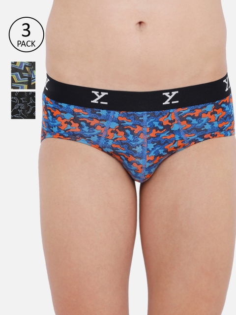 

XYXX Men Pack Of 3 Printed Ultra Soft Basic Briefs XYBRF3PCKN340, Blue