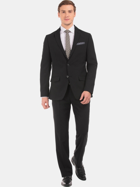 

AD By Arvind Men Black Solid Slim-Fit Single-Breasted Formal Suit