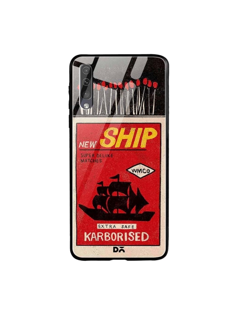 

DailyObjects Black & Red New Ship Matchbox Samsung Galaxy A70 Glass Case