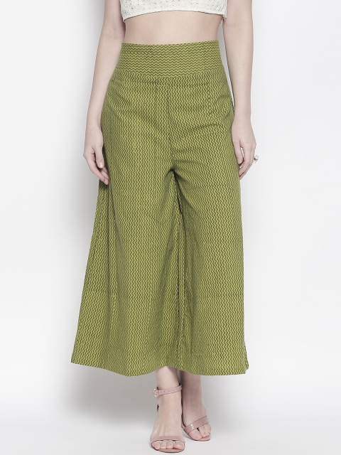 

Desi Weavess Women Green Regular Fit Printed Culottes
