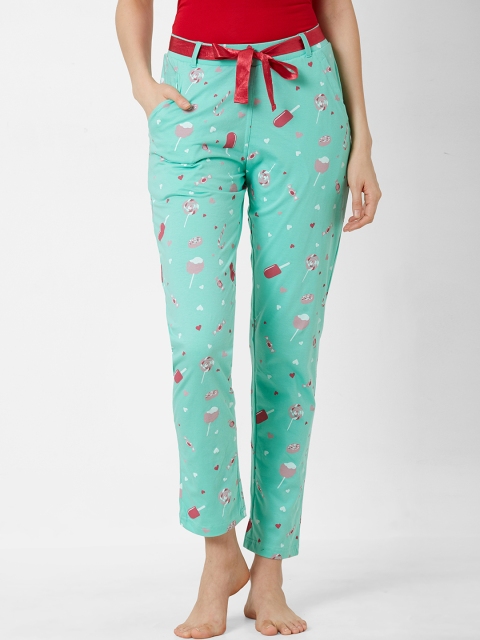 

Sweet Dreams Women Mint Green & Red Printed Pajamas