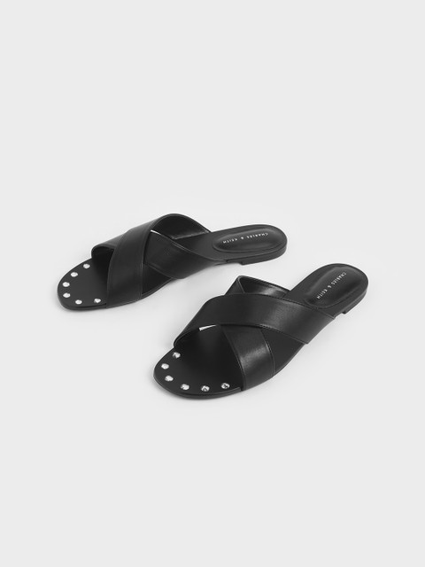 

CHARLES & KEITH Women Black Solid Open Toe Flats