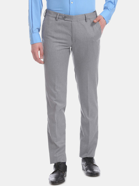 

AD By Arvind Men Grey Slim Fit Solid Formal Trousers