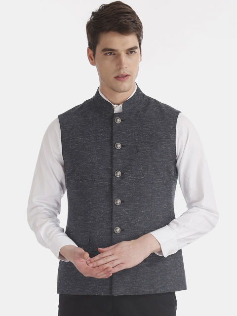 

AD By Arvind Men Blue Patterned Tailored Regular Fit Nehru Jacket