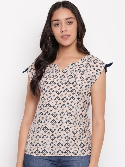

Miss Grace Women Peach-Coloured Printed Top