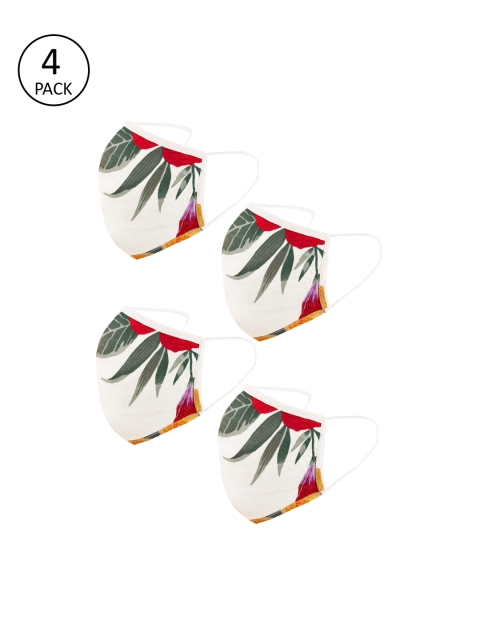 

Naughty Ninos Kids 4 Pcs Printed 3-Ply Anti-Pollution Reusable Cloth Masks, White