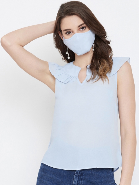 

Imfashini Women Blue Solid Tank Top