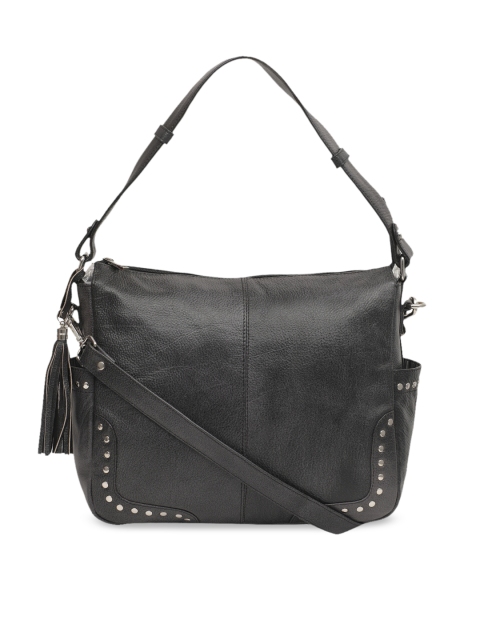 

Musqari Black Solid Leather Shoulder Bag