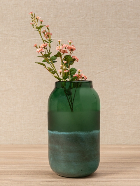 

Pure Home and Living Green Solid Glass Spring Flower Vase