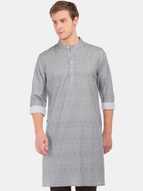 

AD By Arvind Men Grey Printed Straight Kurta