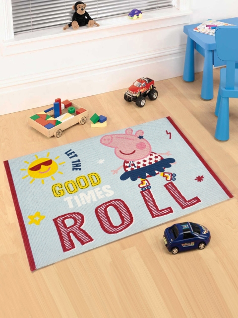 

Saral Home Pack of 5 Blue & Pink Printed Peppa Pig Cotton Anti-Skid Rugs