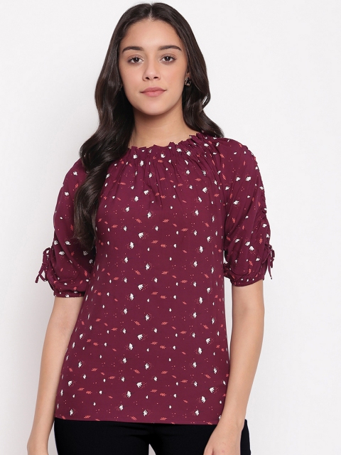 

Miss Grace Women Maroon Floral Printed Top