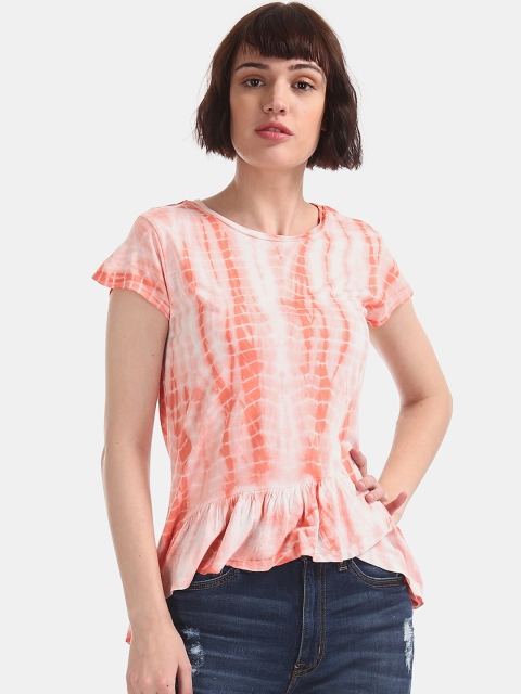 Aeropostale Women White Dyed Peplum Top