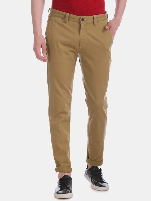 

AD By Arvind Men Khaki Brown Slim Fit Solid Chinos